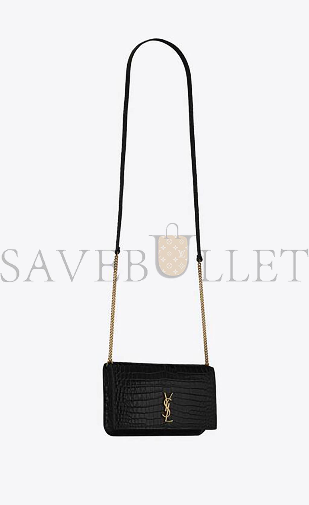 Y*L cassandre phone holder with strap in shiny crocodile-embossed leather 635095dnd1j1000 (18*11*2.5cm)