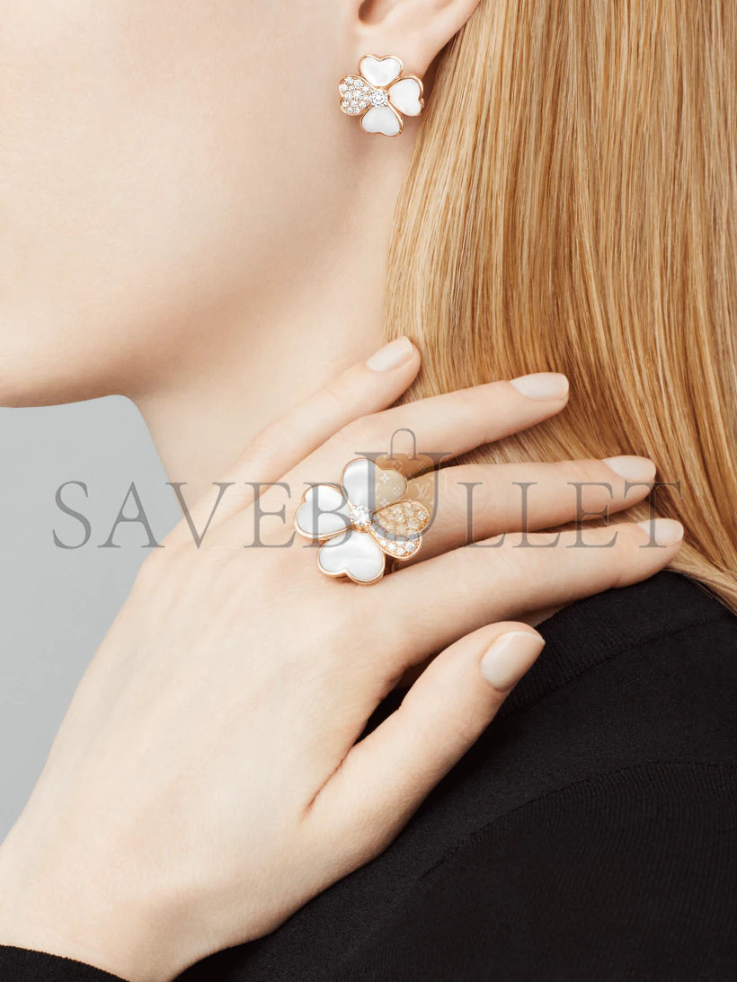 V*N CL*F arpels cosmos earrings, small model - rose gold, diamond, mother-of-pearl vcaro5bx00