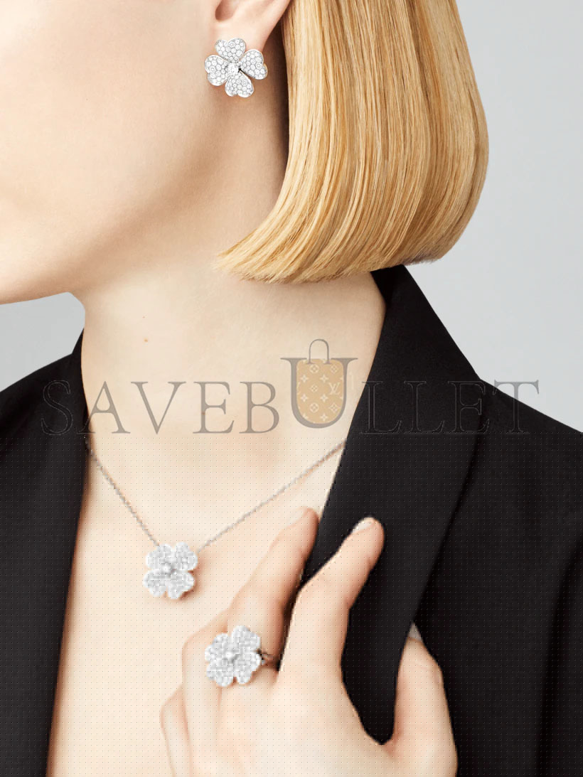 V*N CL*F arpels cosmos earrings, medium model - white gold, diamond vcaro68j00