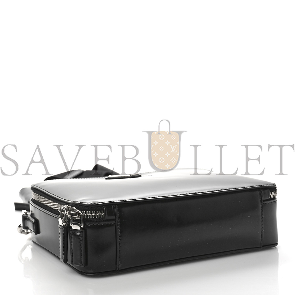 Pra*a brushed calfskin mens medium brique crossbody bag black (22*17*6cm)