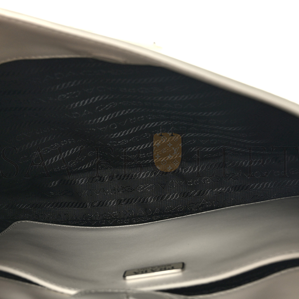 Pra*a brushed calfskin cleo adjustable strap shoulder bag white (28*23*5cm)