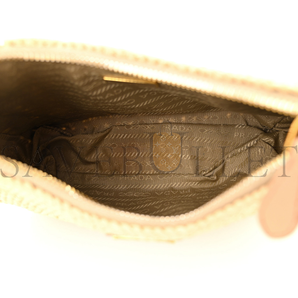 Pra*a raffia re-edition 2005 shoulder bag tan (22*17*6cm)