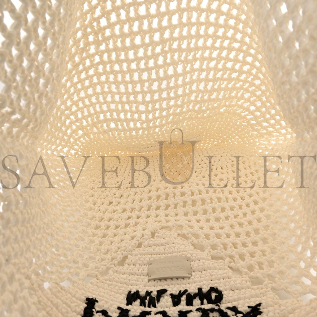 Pra*a raffia embroidered logo shopping tote bag bianco (42*32*15cm)