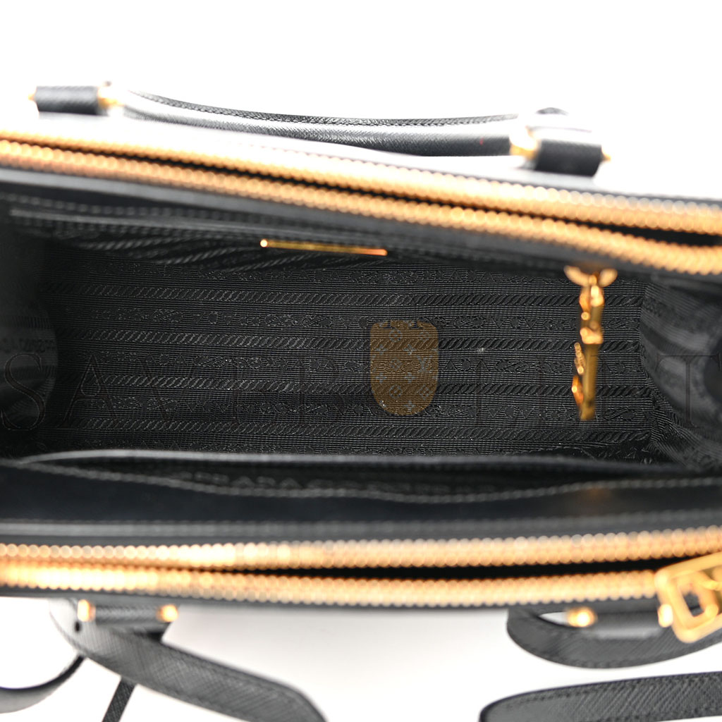 Pra*a saffiano mini galleria double zip tote black (24*17*11cm)