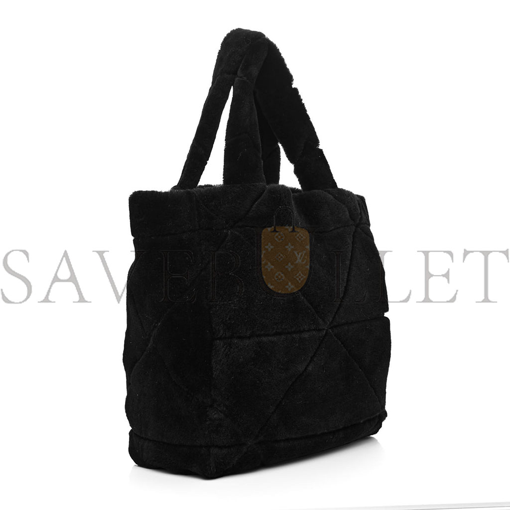 Pra*a shearling monotone logo tote black white (34*33*13cm)