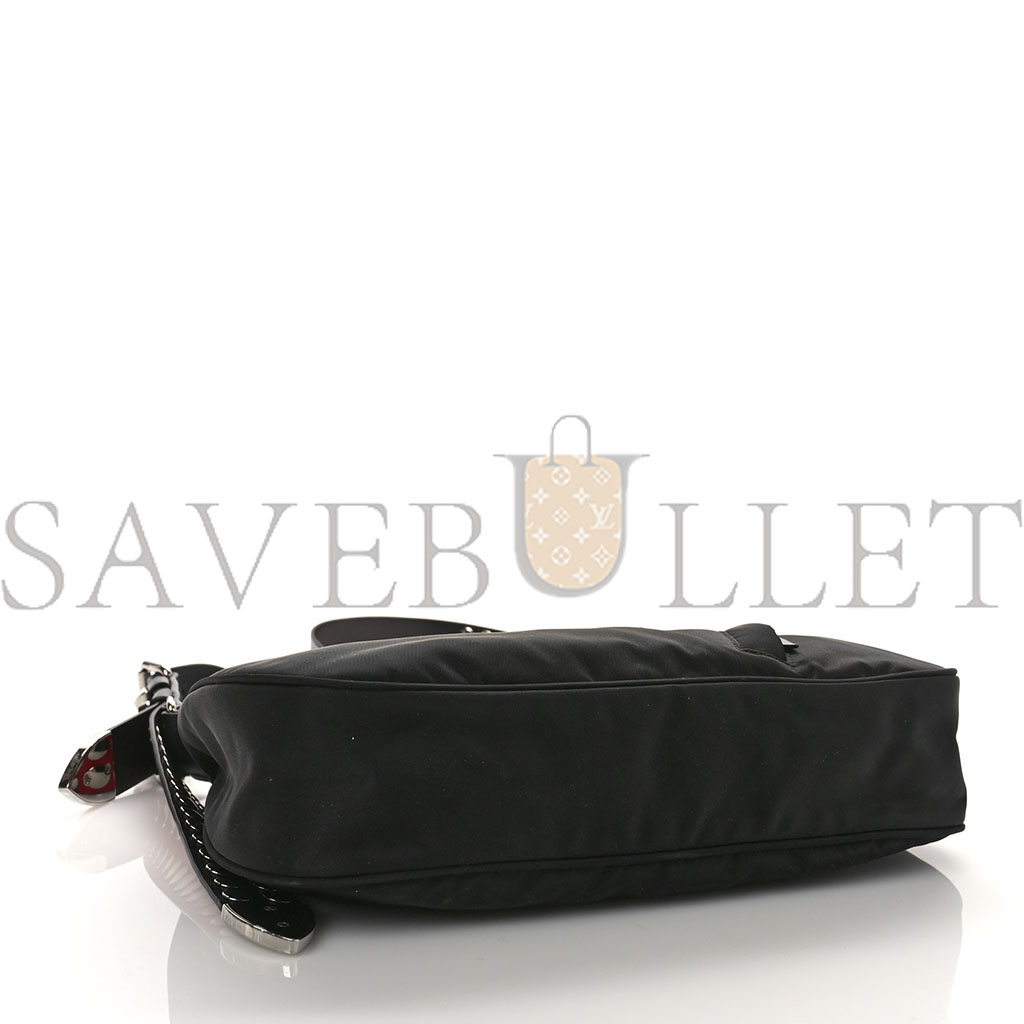 Pra*a tessuto nylon studded new vela hobo black fuoco (29*20*7cm)