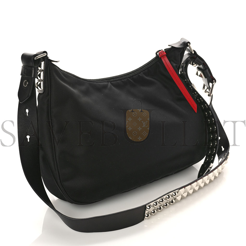 Pra*a tessuto nylon studded new vela hobo black fuoco (29*20*7cm)