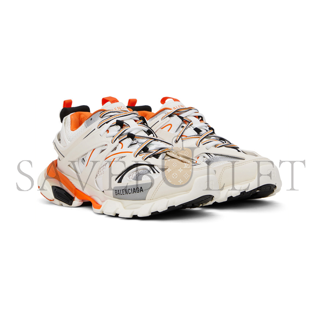 Ba*len*cia*ga white & orange track sneakers 241342m237008