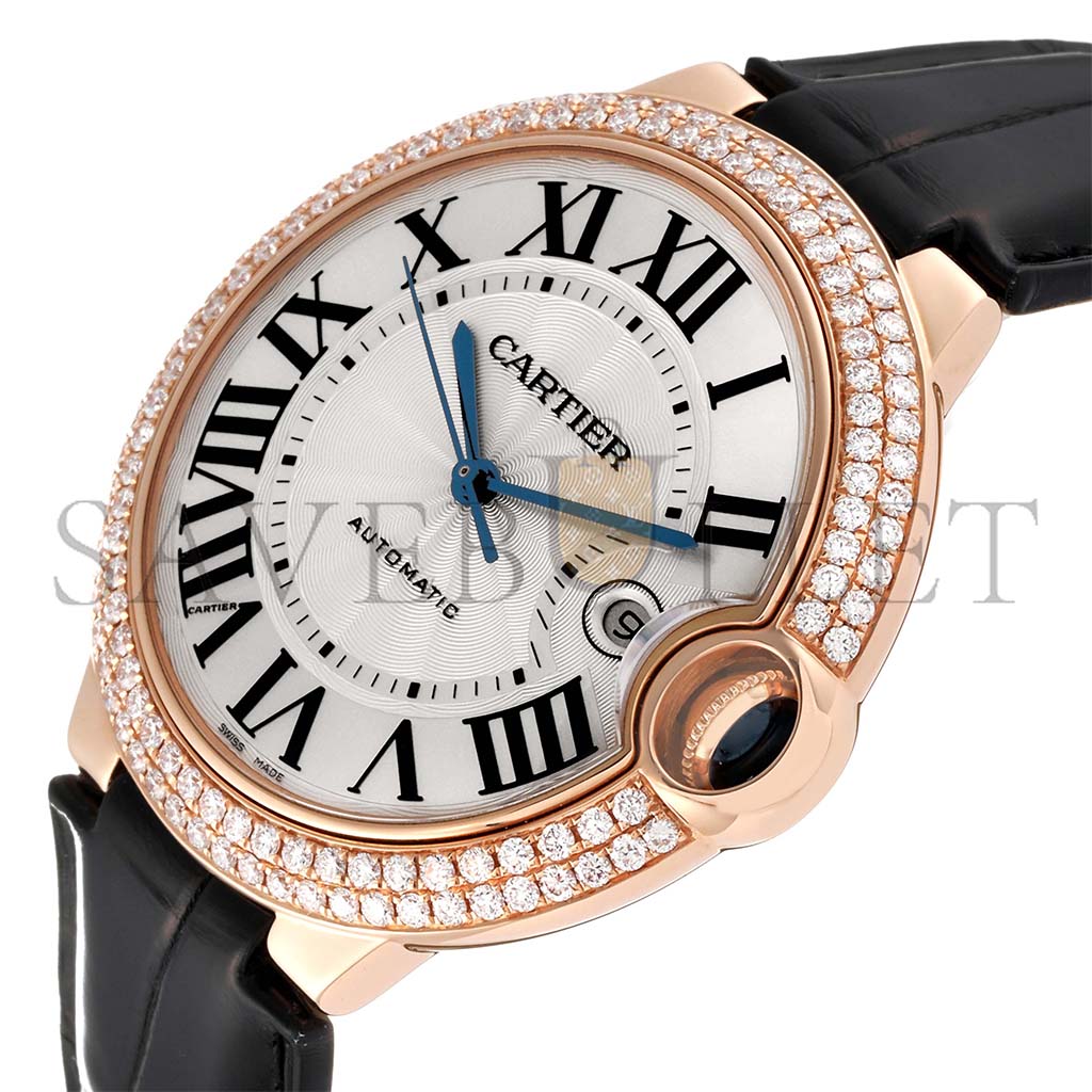 Ca*t*er ballon bleu 42 rose gold diamond mens watch we900851