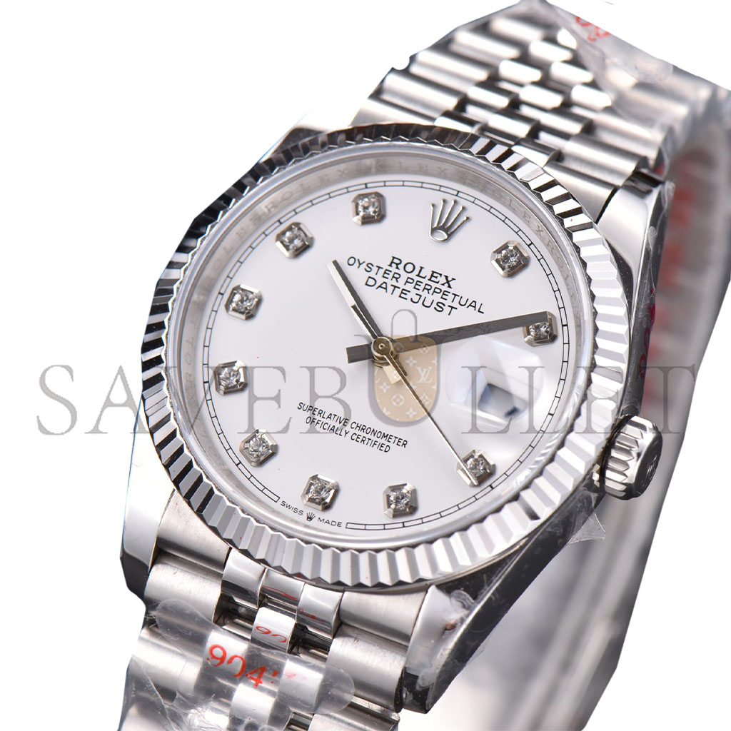 R*l*x datejust gmf white dial diamond marker jubilee bracelet watch 126334
