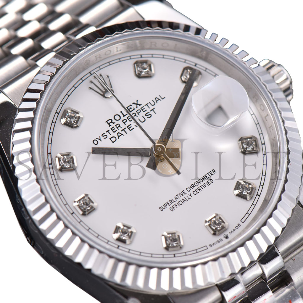 R*l*x datejust gmf white dial diamond marker jubilee bracelet watch 126334