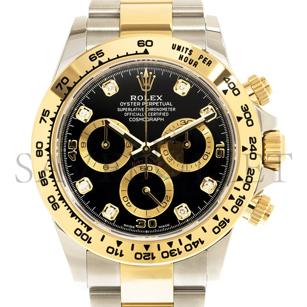R*l*x daytona diamond-encrusted bright black dial watch 116503-0011