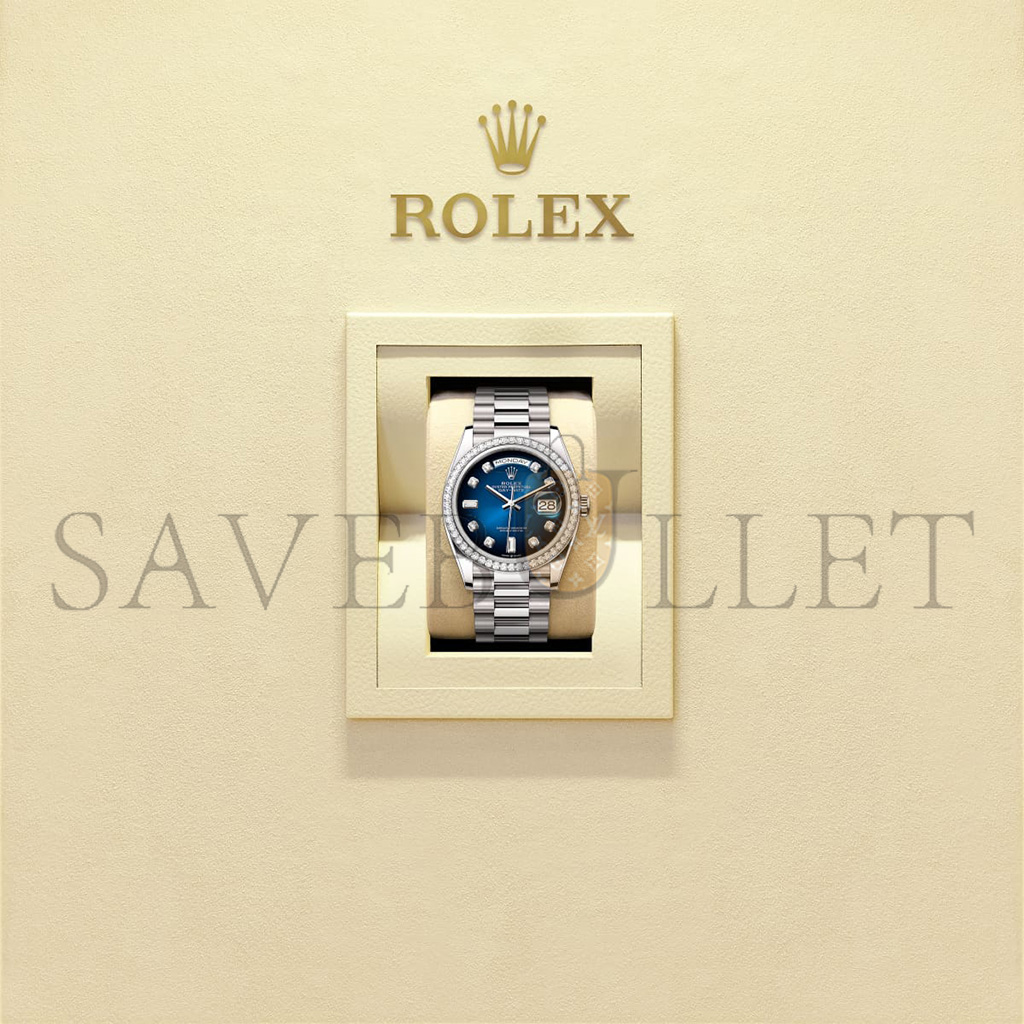 R*l*x day-date 36 oyster, 36 mm, white gold and diamonds watch 128349rbr-0010