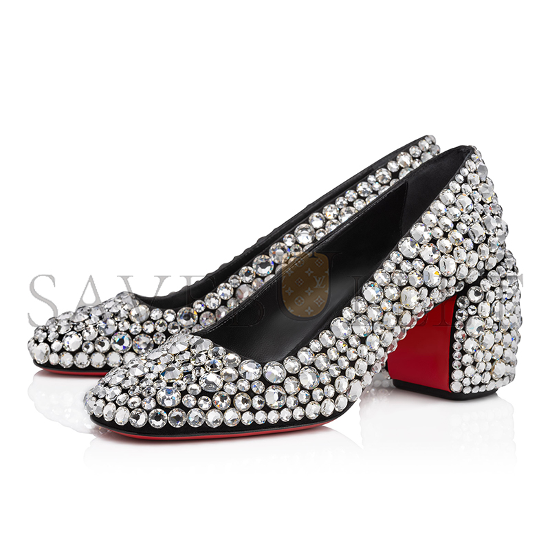Ch**an louboutin minny maxi strass 70 mm pumps-suede and strass-silver-women 3240093t023