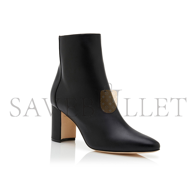 MANOLO BLAHNIK ROSIE BLACK NAPPA LEATHER ANKLE BOOTS 219-0385-0003