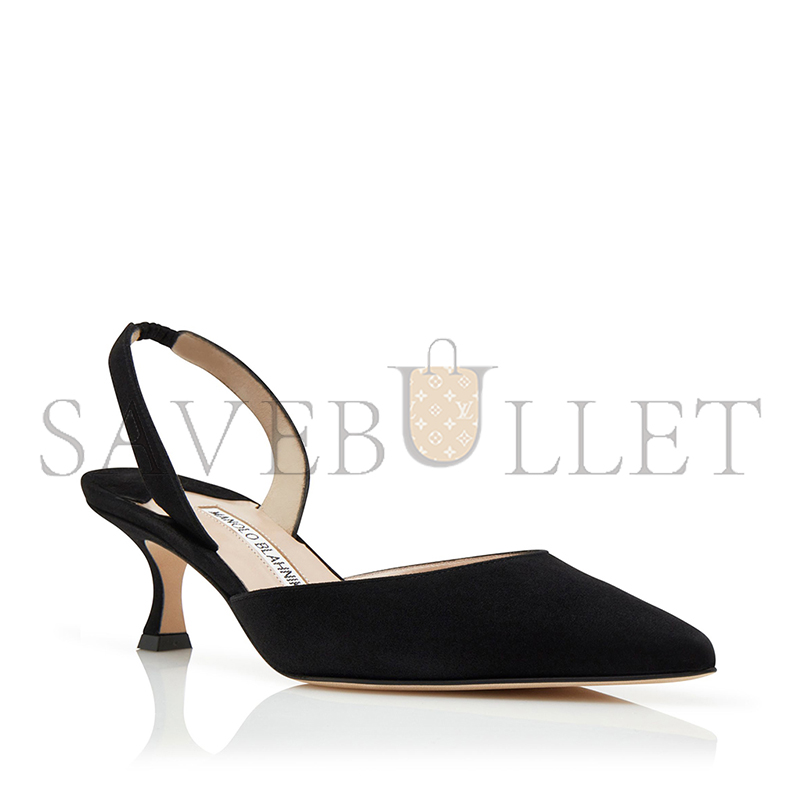 MANOLO BLAHNIK CAROLYNE BLACK SUEDE SLINGBACK PUMPS 9XX-0401-0016