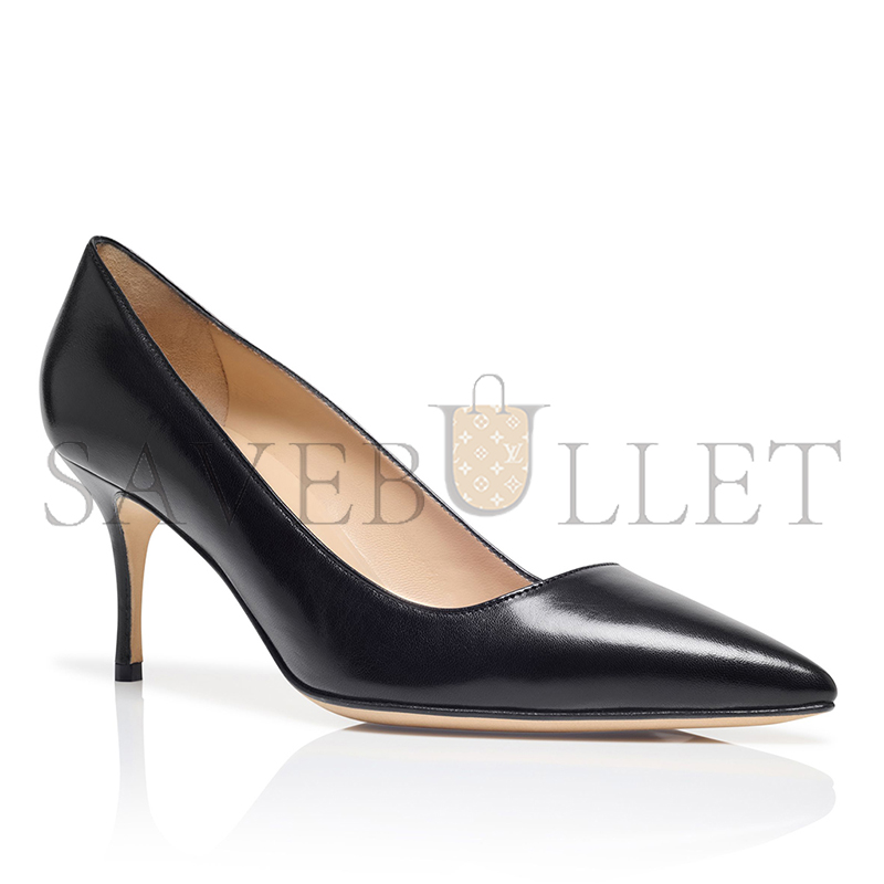 MANOLO BLAHNIK BB 70 BLACK LEATHER POINTED TOE PUMPS 120-1199-0001