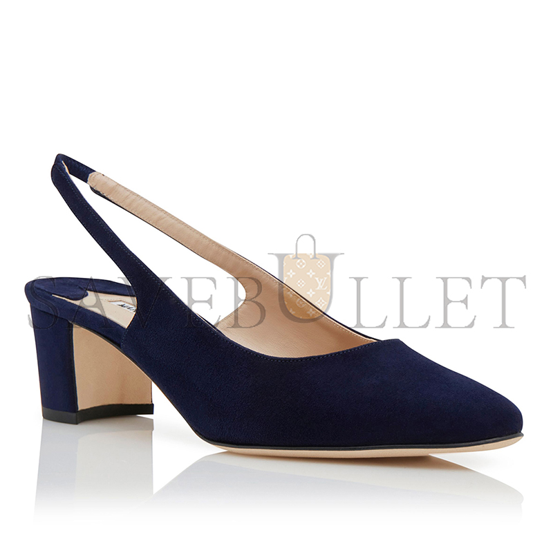 MANOLO BLAHNIK ALLURASAN NAVY BLUE SUEDE SLINGBACK PUMPS 121-1799-0007