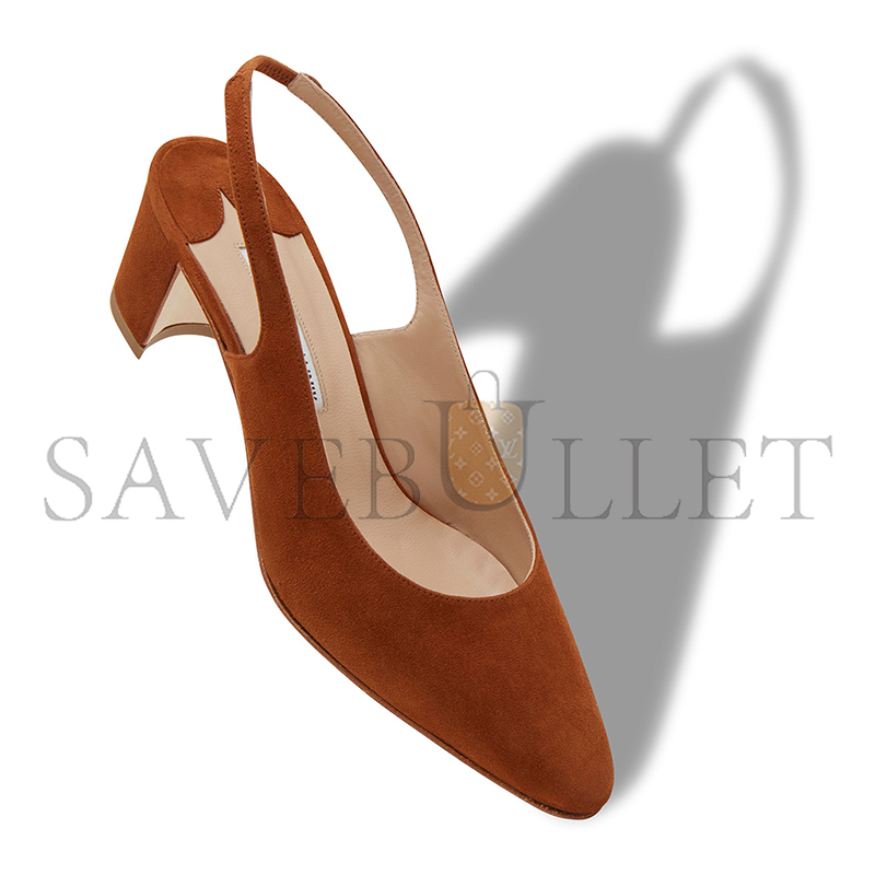 MANOLO BLAHNIK ALLURASAN BROWN SUEDE SLINGBACK PUMPS 121-1799-0015