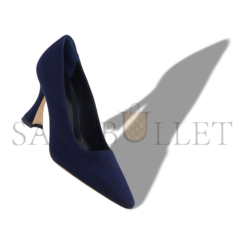 MANOLO BLAHNIK LOUMAJ NAVY BLUE SUEDE POINTED TOE PUMPS 424-1908-0008