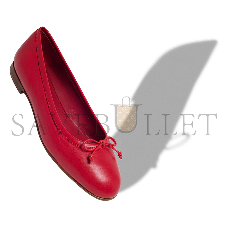 MANOLO BLAHNIK VERALLI RED NAPPA LEATHER BALLERINA FLATS 223-1548-0011