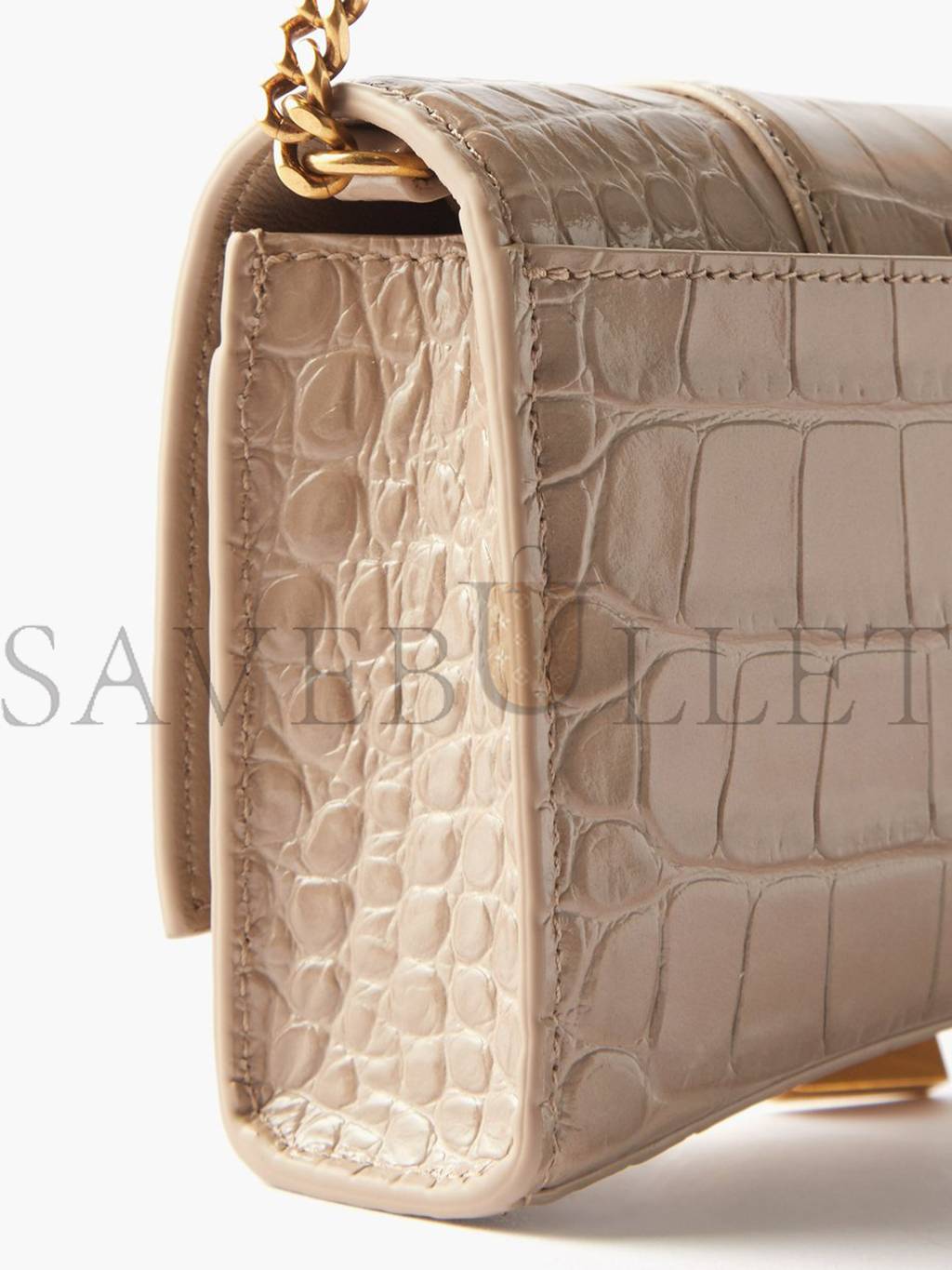 Ba*len*cia*ga brown hourglass crocodile-effect leather cross-body bag matchesfashion us (19.4*11*4.8cm)