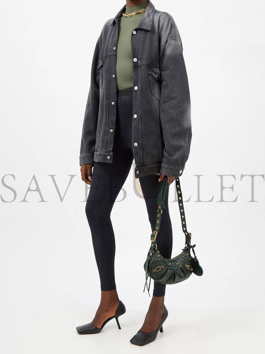 Ba*len*cia*ga green cagole xs croc-effect leather shoulder bag matchesfashion us (25.4*14*6cm)