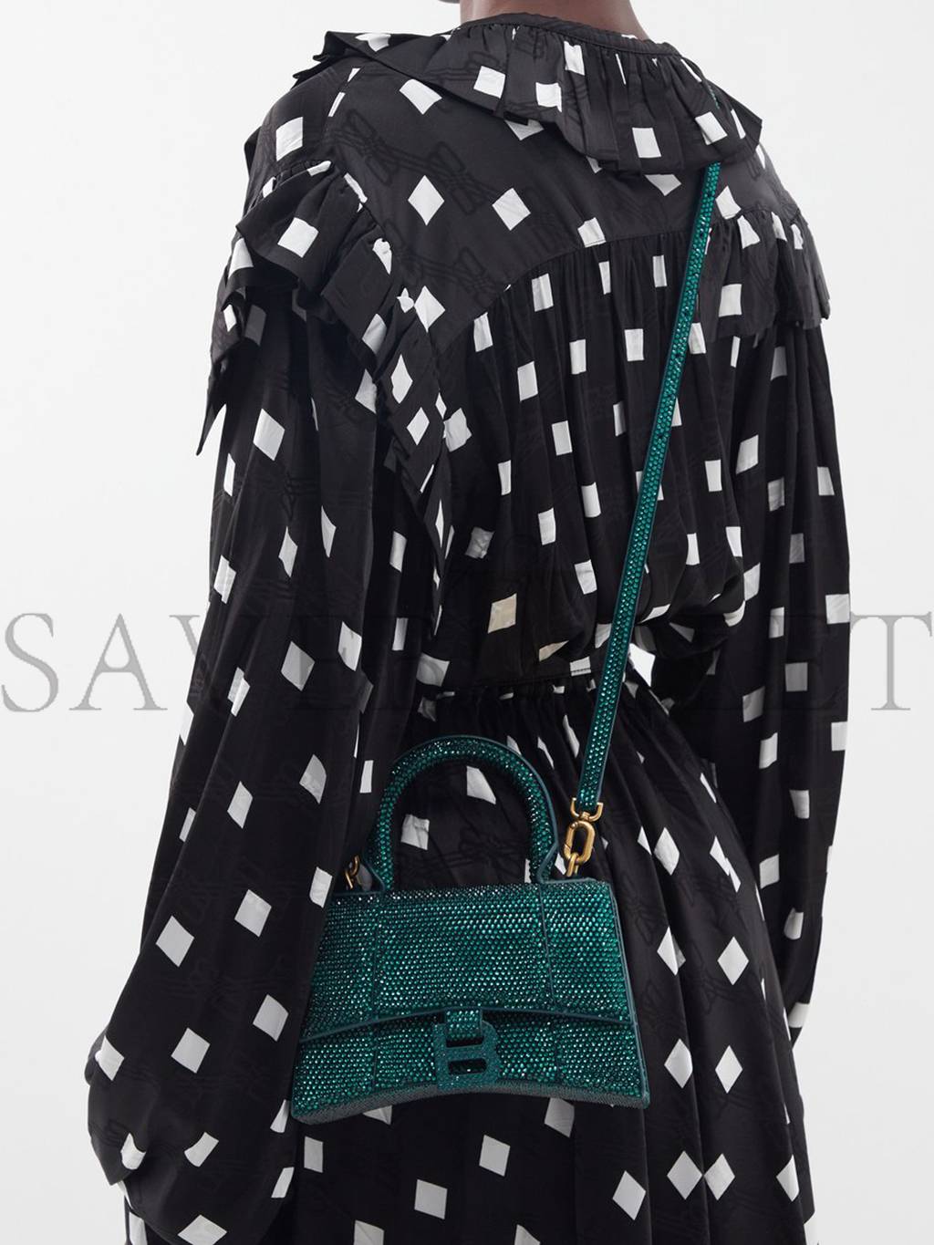 Ba*len*cia*ga green hourglass xs crystal-embellished cross-body bag matchesfashion us (19*12.1*7.6cm)