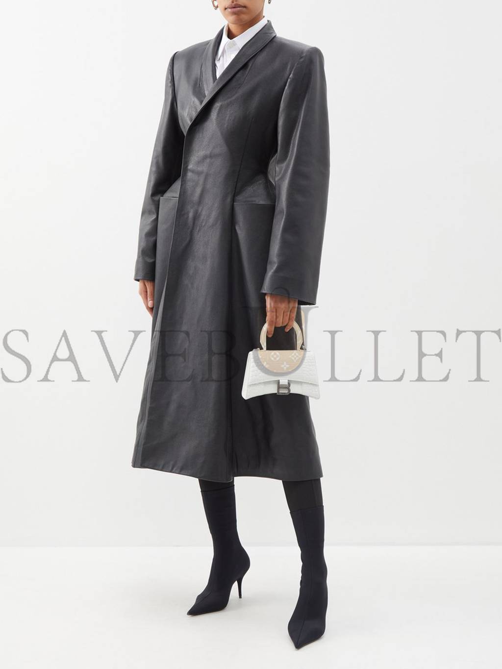 Ba*len*cia*ga white lady flap s crocodile-effect shoulder bag matchesfashion us (21.8*14.2*8.8cm)