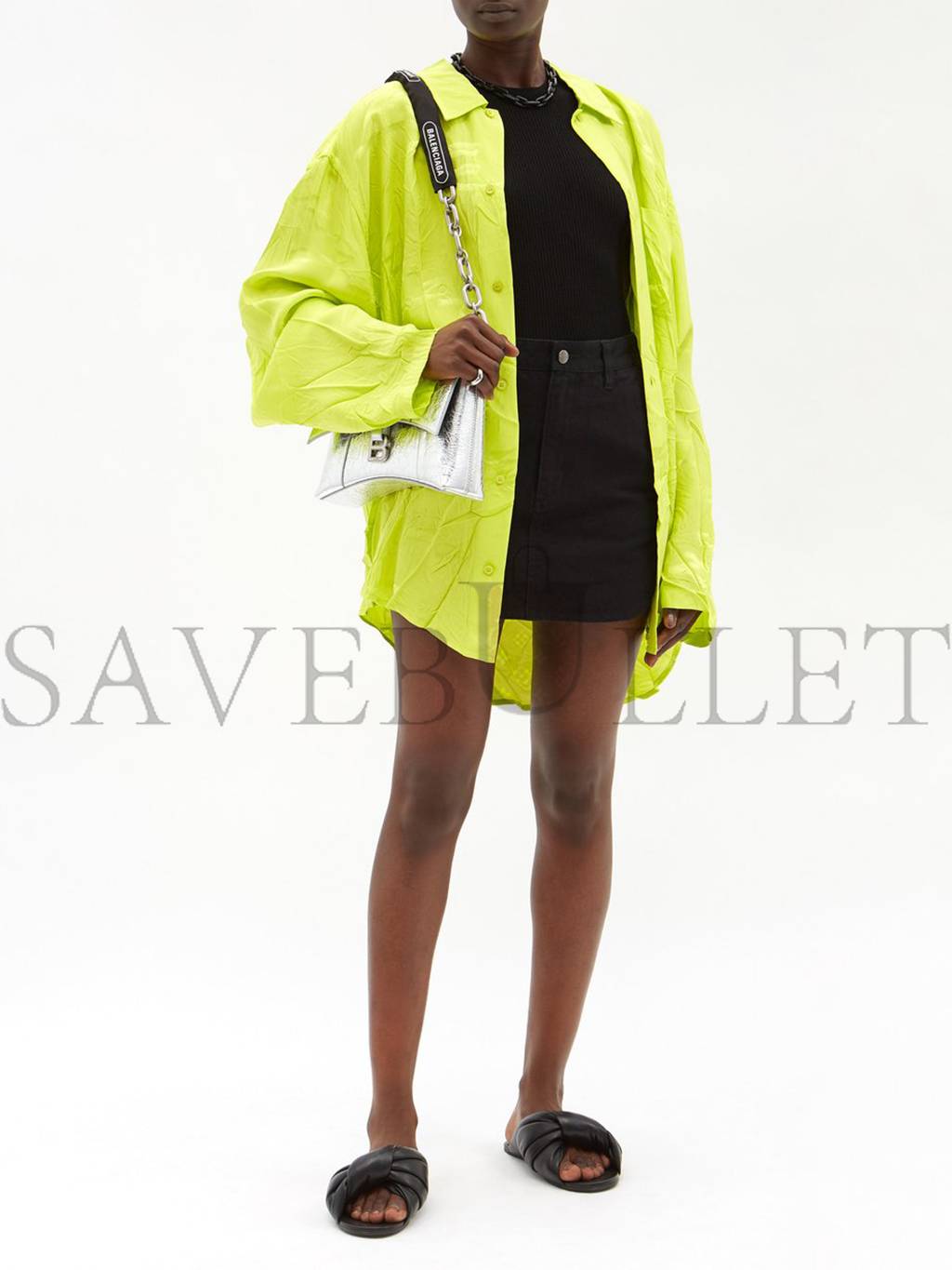 Ba*len*cia*ga silver downtown xs crocodile-effect leather shoulder bag matchesfashion us (25*16*6cm)