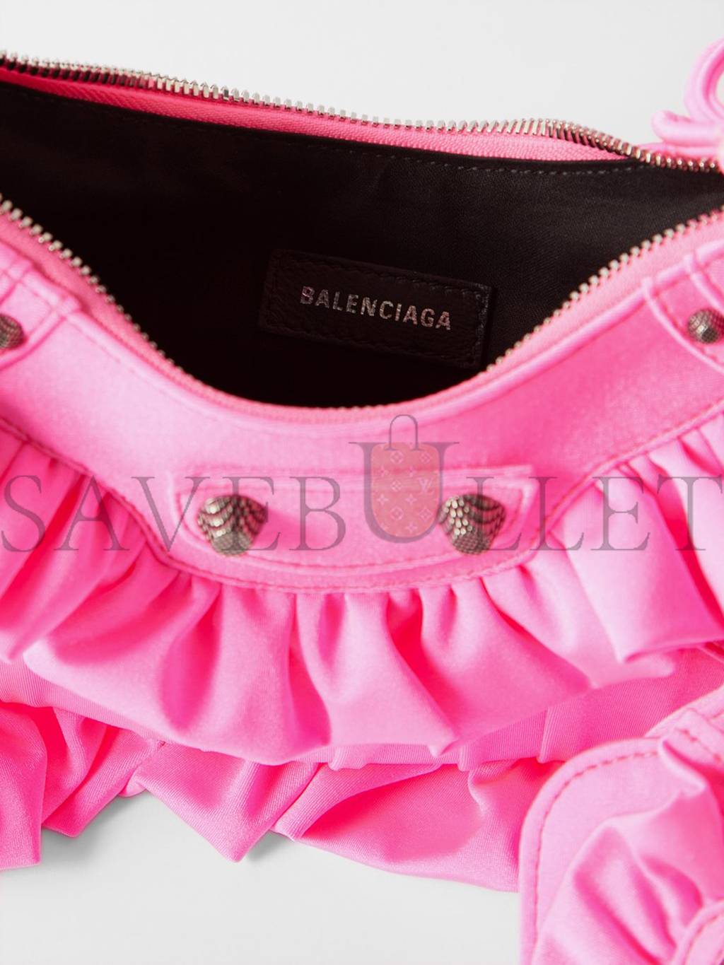 Ba*len*cia*ga pink le cagole xs ruffled spandex shoulder bag matchesfashion us (25*15.2*6cm)