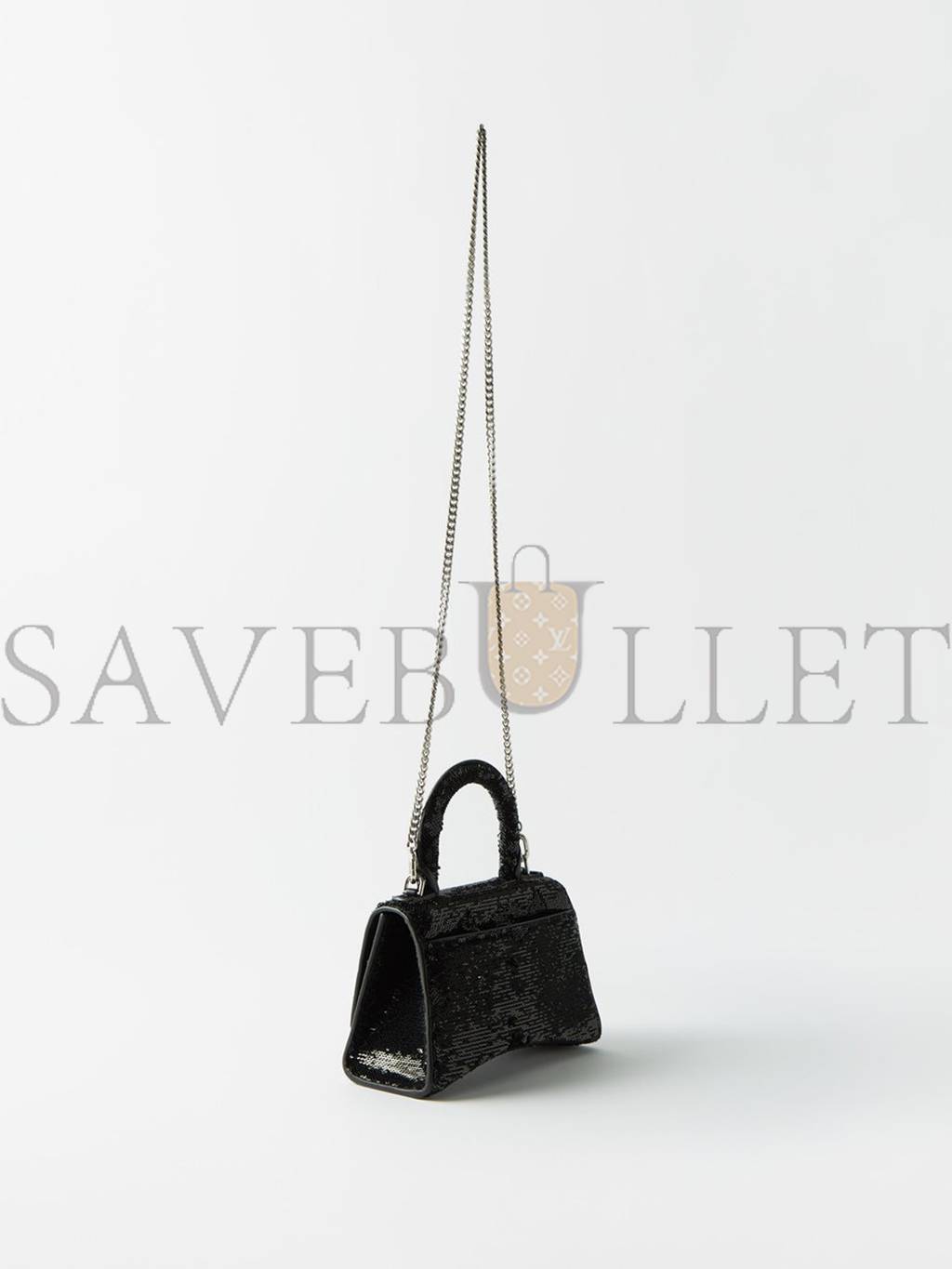 Ba*len*cia*ga black hourglass xs sequinned handbag matchesfashion us (19*12.1*7.6cm)