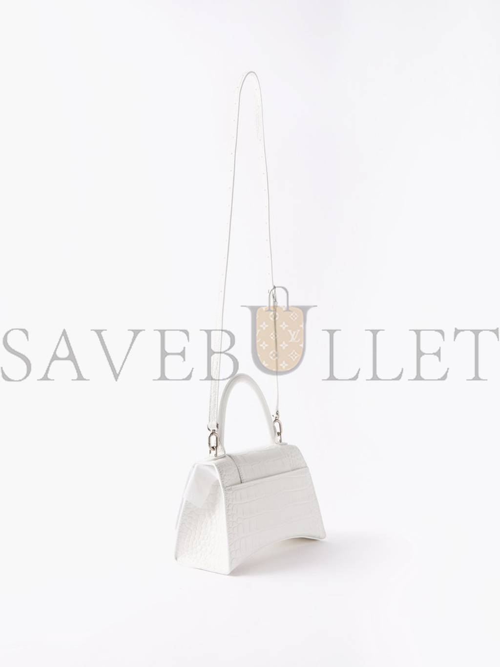 Ba*len*cia*ga white hourglass s crocodile-effect leather bag matchesfashion us (22.8*15.2*9cm)