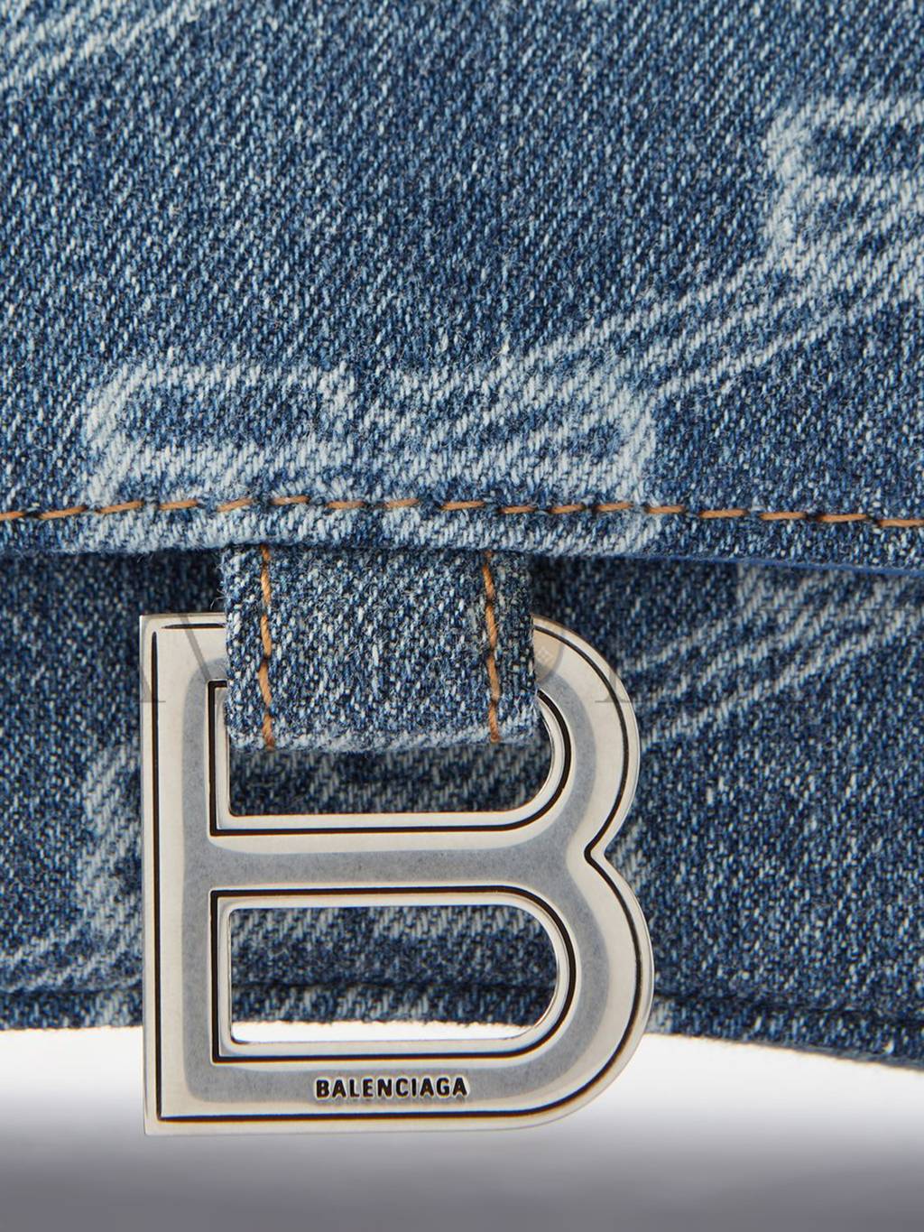 Ba*len*cia*ga blue hourglass monogrammed denim bag matchesfashion us (22.5*13.4*9.5cm)