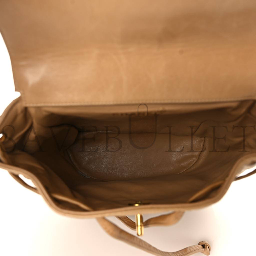 Ch*el lambskin quilted backpack beige gold hardware (21.6*22.2*10.2cm)