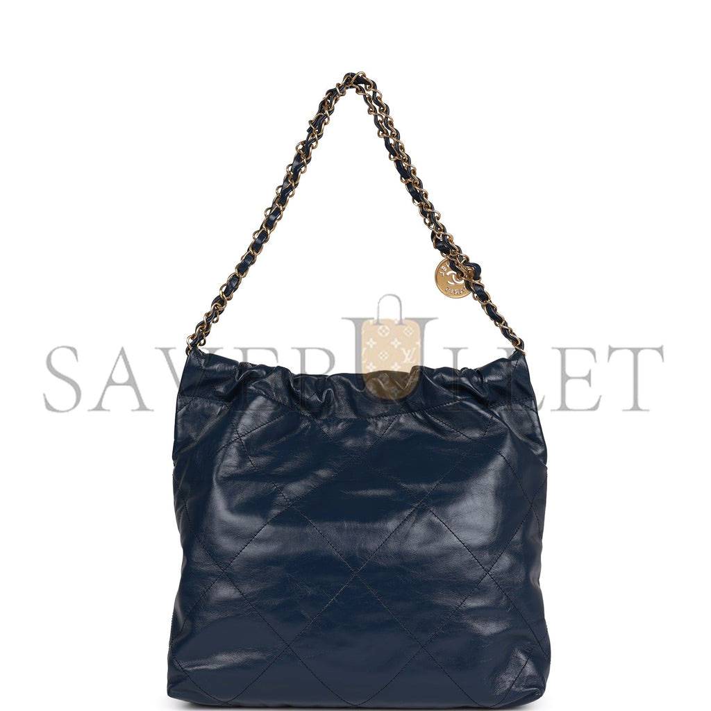 Ch*el large 22 bag navy lambskin antique gold hardware (46*45*10cm)