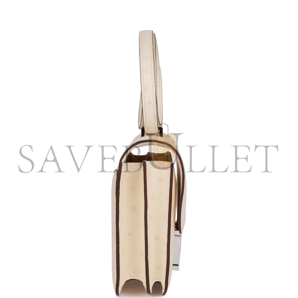 H**mes constance 18 nata ostrich palladium hardware 39857367875678 (18cm)