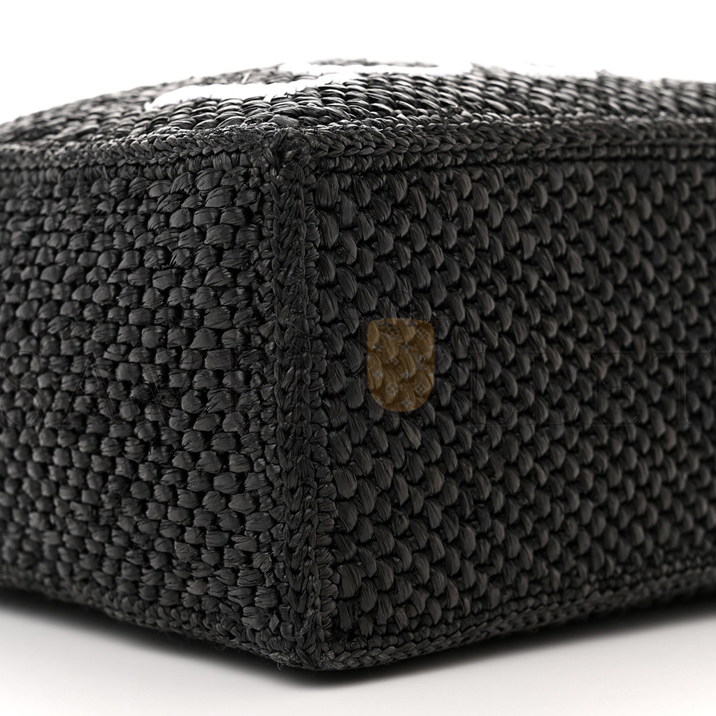 l*ew* raffia small paula ibiza logo tote black white (23*19*10cm)