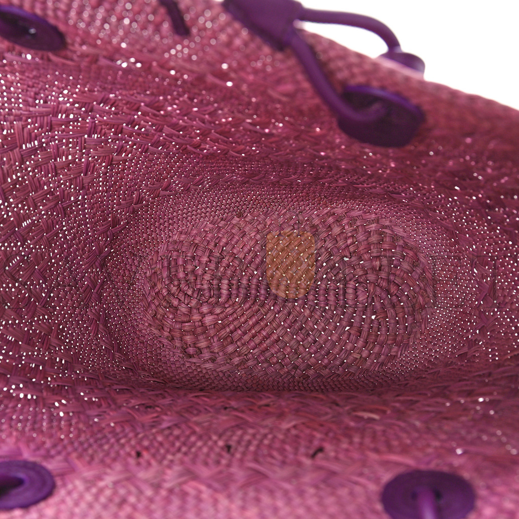 l*ew* calfskin raffia paulas ibiza small anagram basket tote bag purple (19*18*12cm)