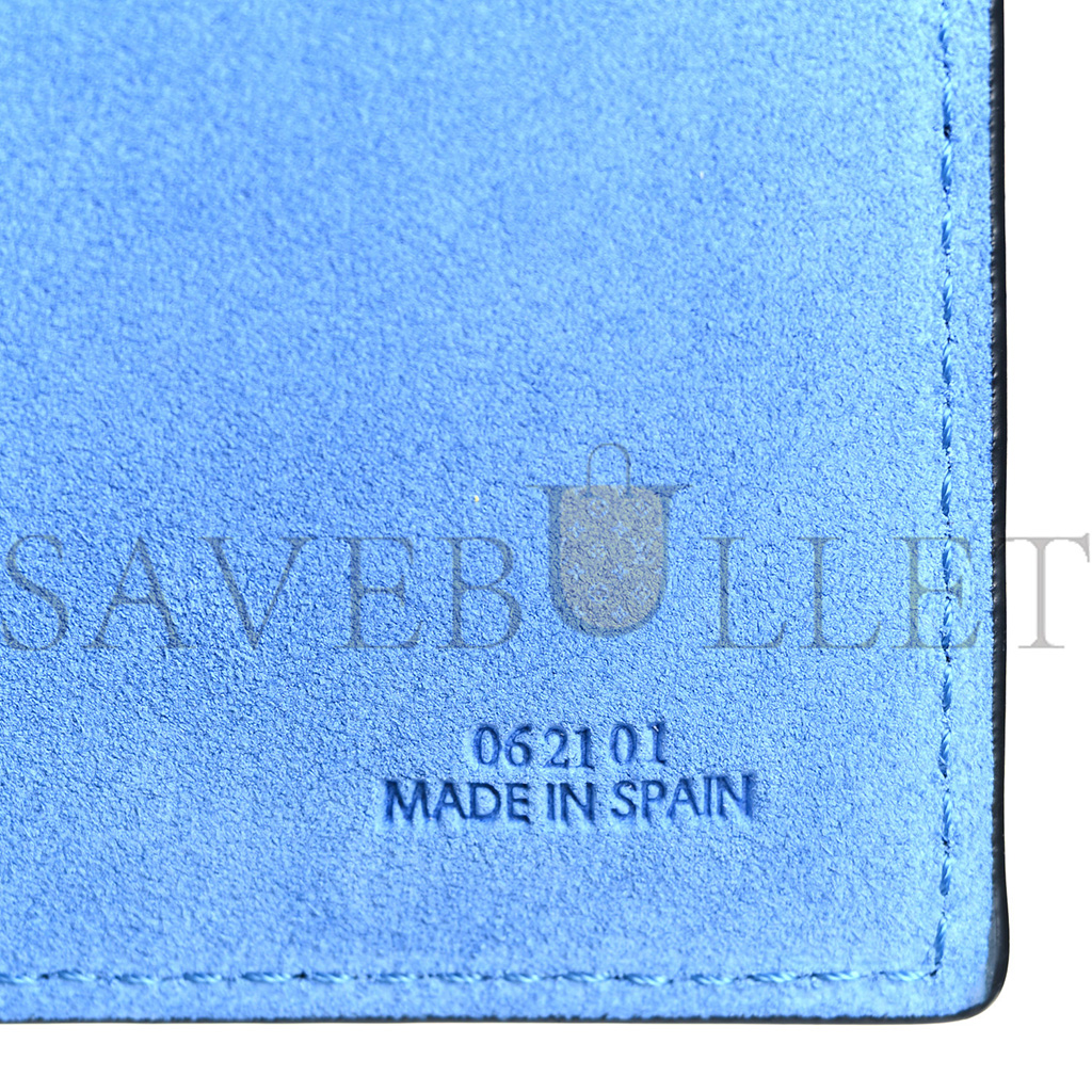 l*ew* calfskin double handle square tote camel capri blue (22*21*10cm)