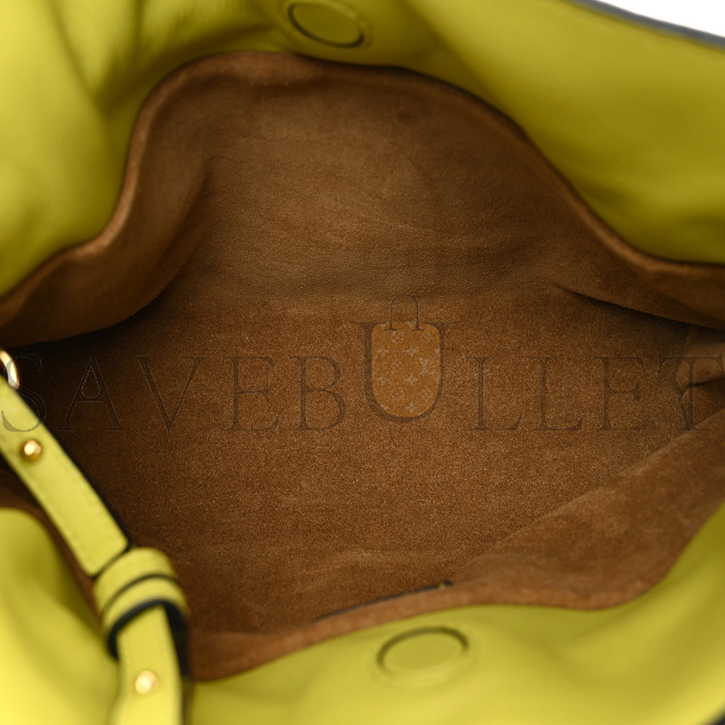 l*ew* calfskin mini flamenco knot clutch lime yellow (23*18*7cm)