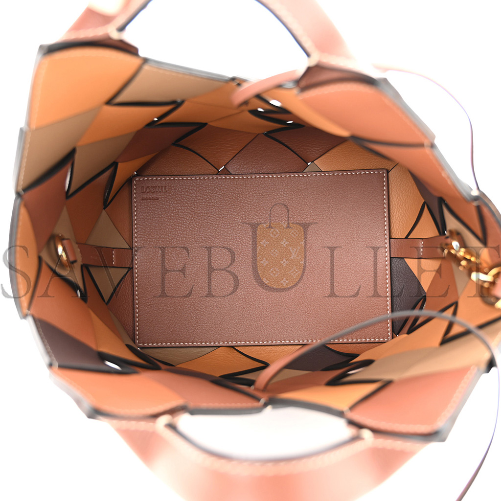 l*ew* calfskin small woven basket surplus bag brown (23*22*15cm)