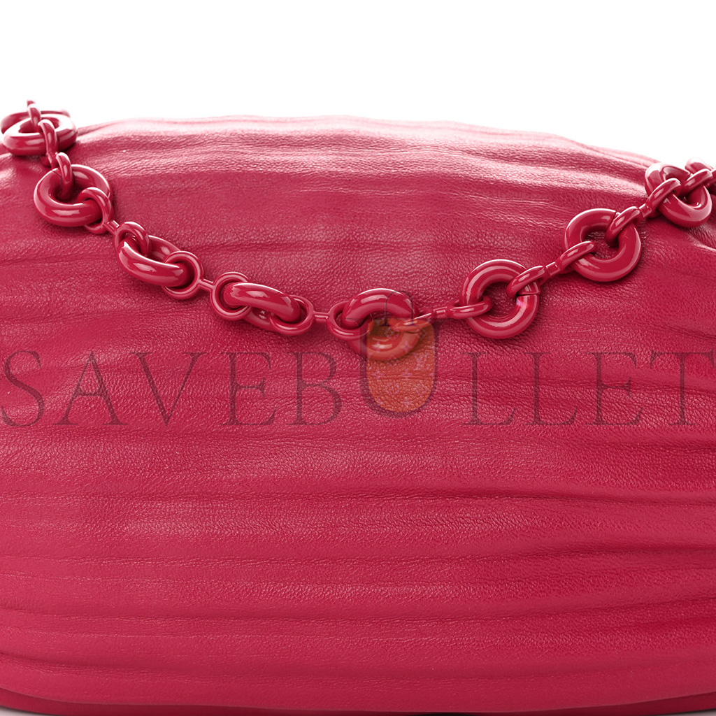 l*ew* lambskin pleated bracelet pouch shoulder bag rouge blossoms (25*10*10cm)