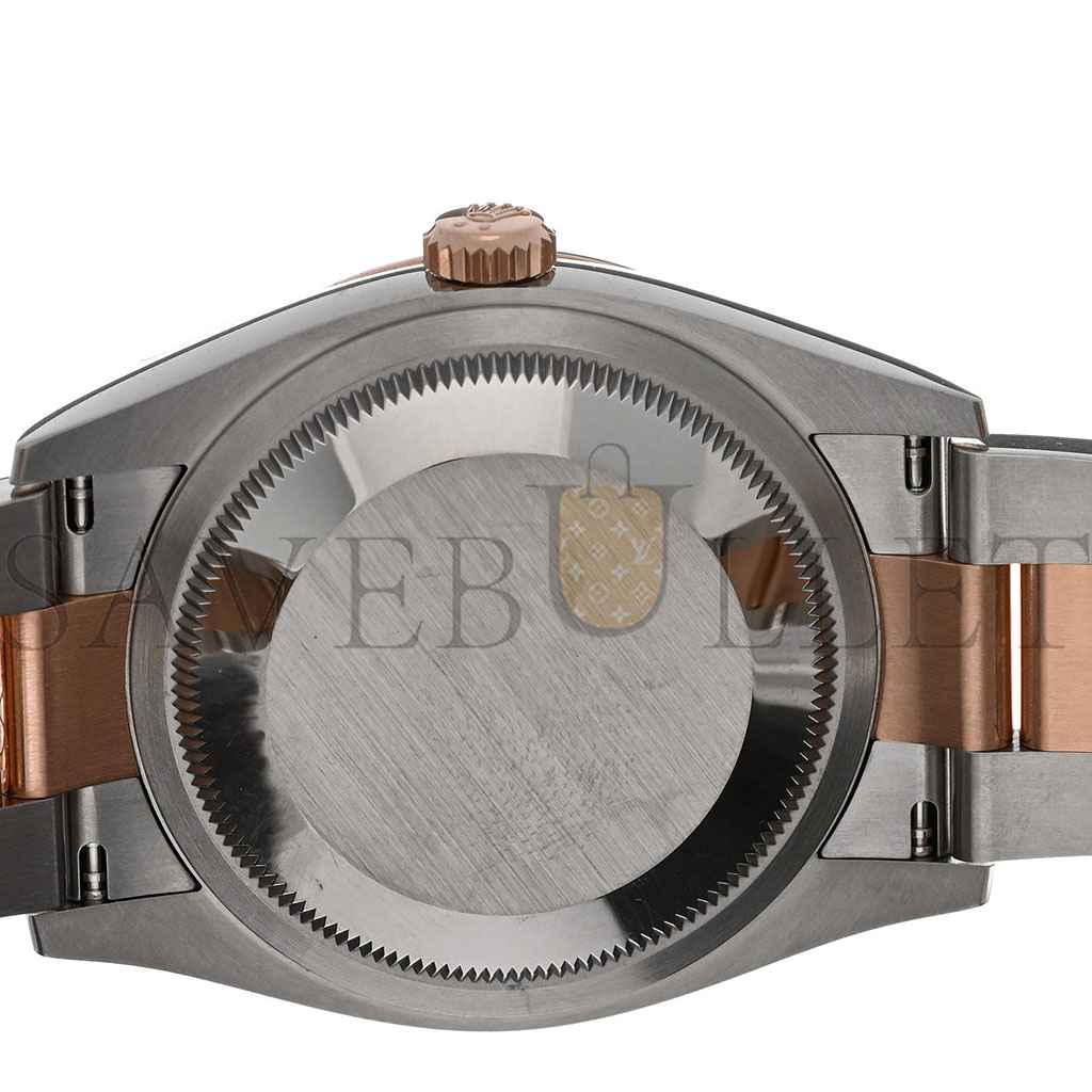 R*l*x stainless steel 18k everose gold diamond 36mm oyster perpetual datejust watch silver fluted 126231