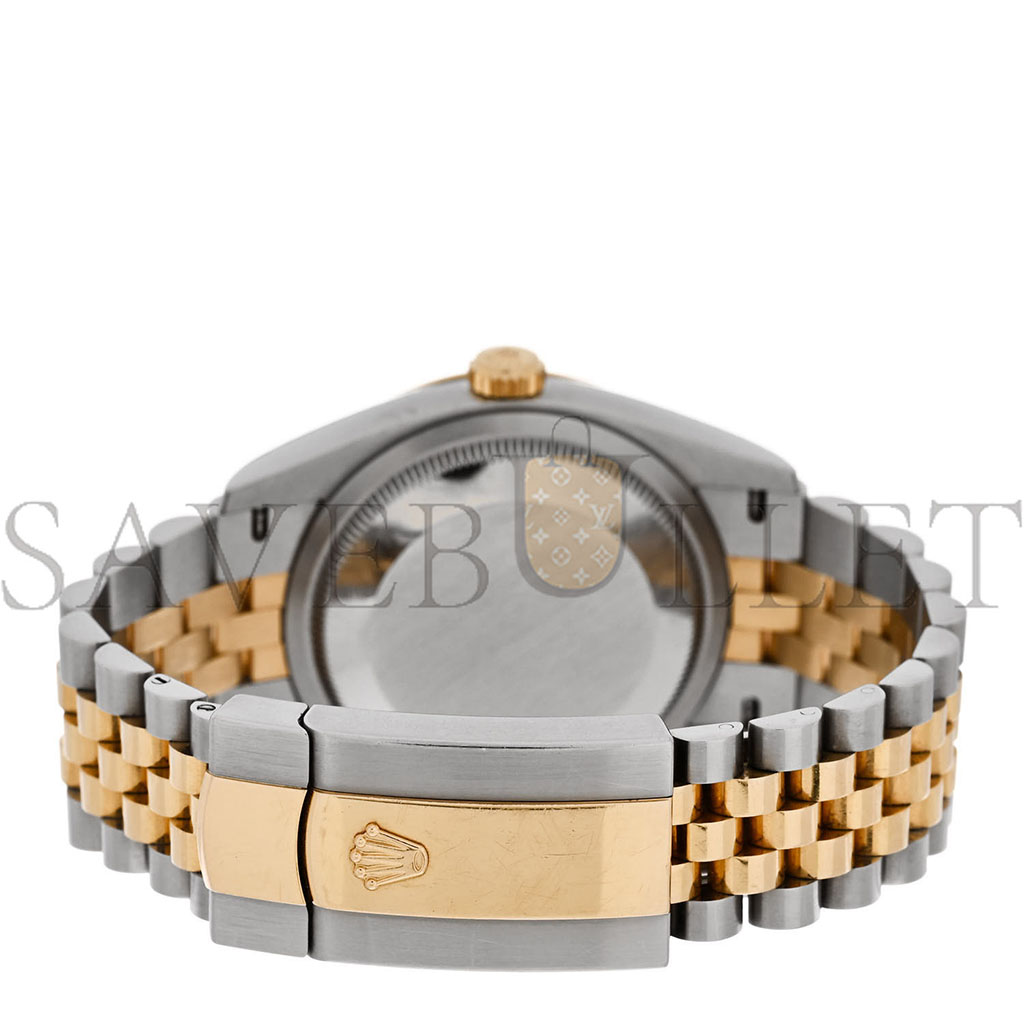 r*l*x stainless steel 18k yellow gold Di*m*nd 36mm oyster perpetual datejust watch olive green roman 126233