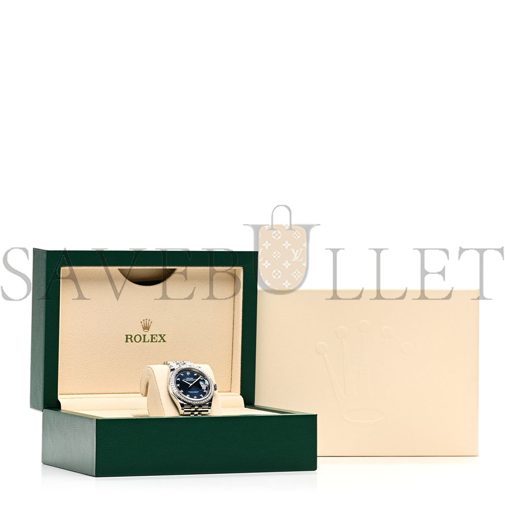 R*l*x stainless steel 18k white gold diamond bezel 36mm oyster perpetual datejust watch blue 126284rbr