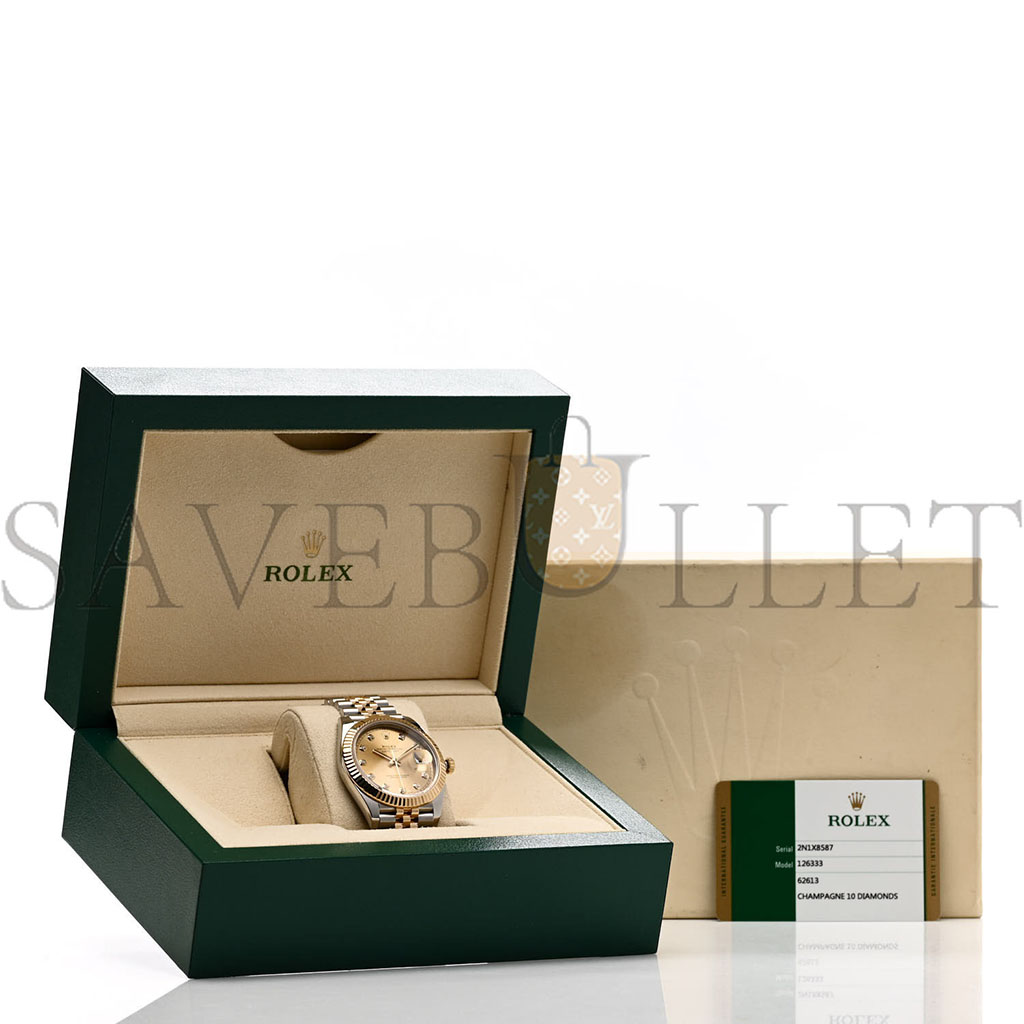 R*l*x stainless steel 18k yellow gold diamond 41mm oyster perpetual datejust watch champagne 126333