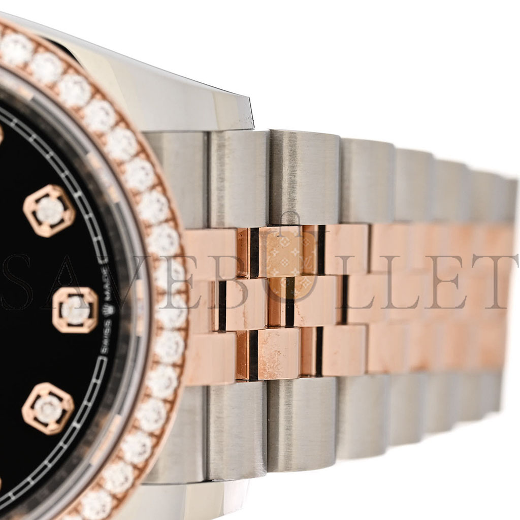 R*l*x stainless steel 18k everose gold diamond bezel 36mm oyster perpetual datejust watch black 126281rbr