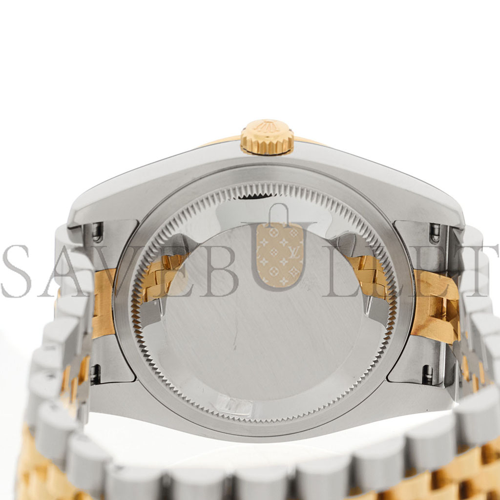 R*l*x stainless steel 18k yellow gold diamond black mother of pearl 36mm oyster perpetual datejust watch 116243