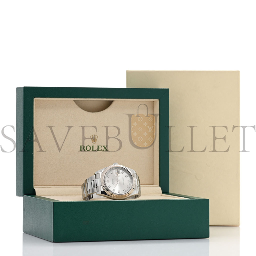 R*l*x stainless steel 18k white gold diamond 41mm oyster perpetual datejust watch silver 116334